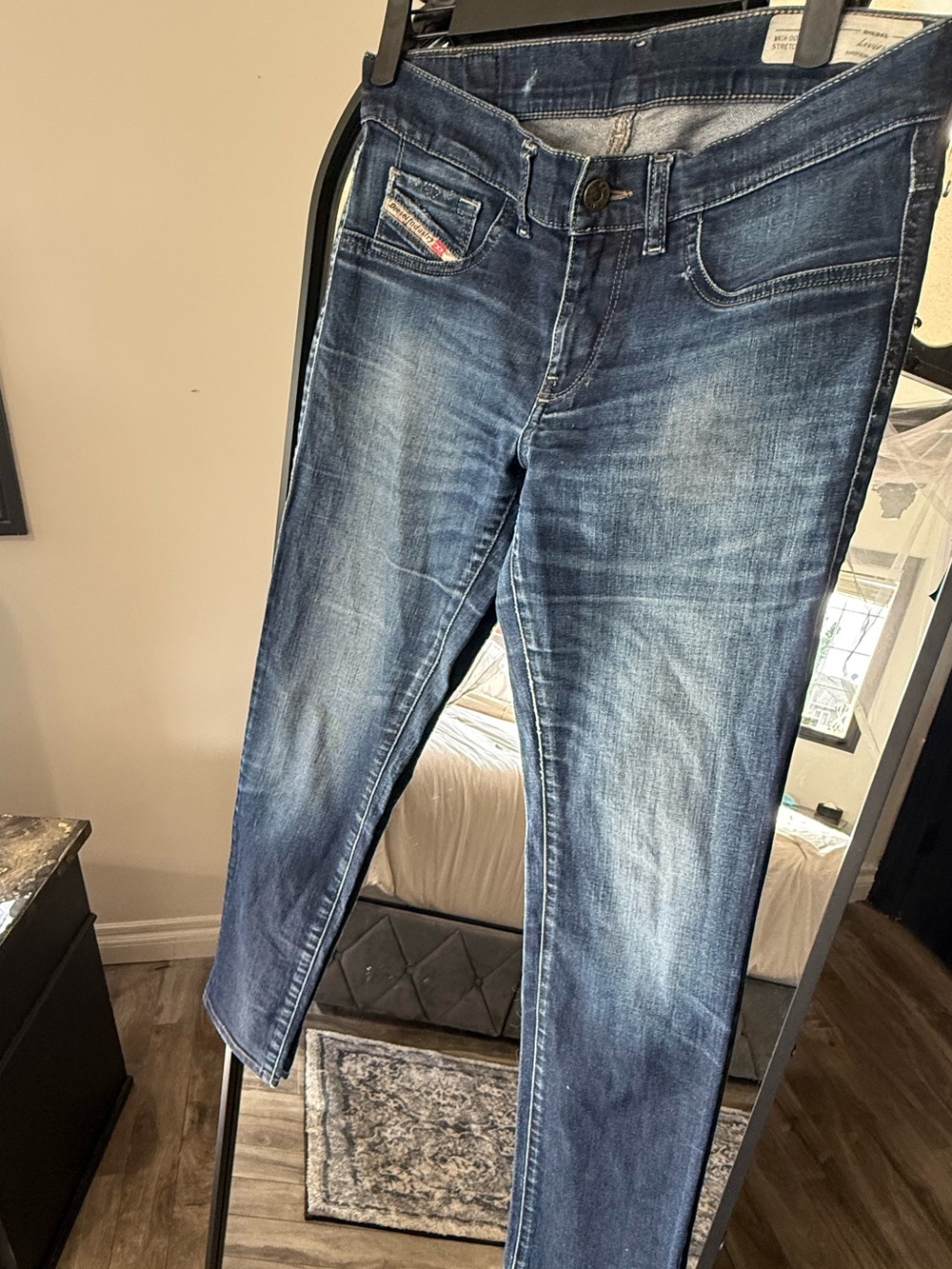 Diesel Mid-Blue Cropped Ankle Jeans